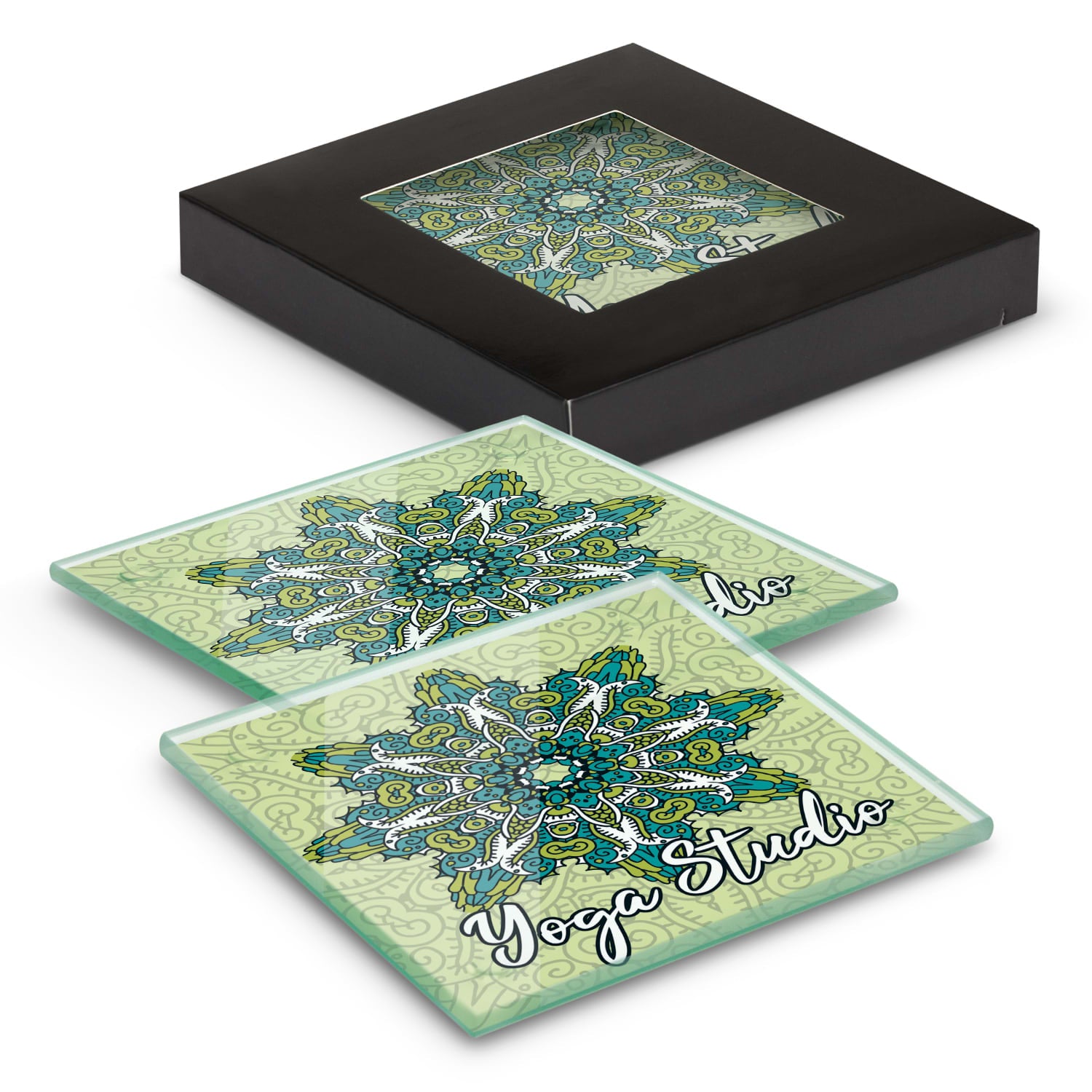 Venice Glass Coaster  Set of 2  Square  Full Colour [3-120164]