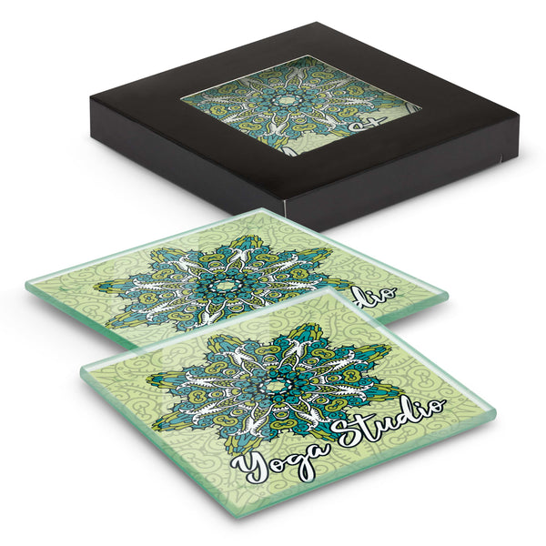 Venice Glass Coaster  Set of 2  Square  Full Colour [3-120164]