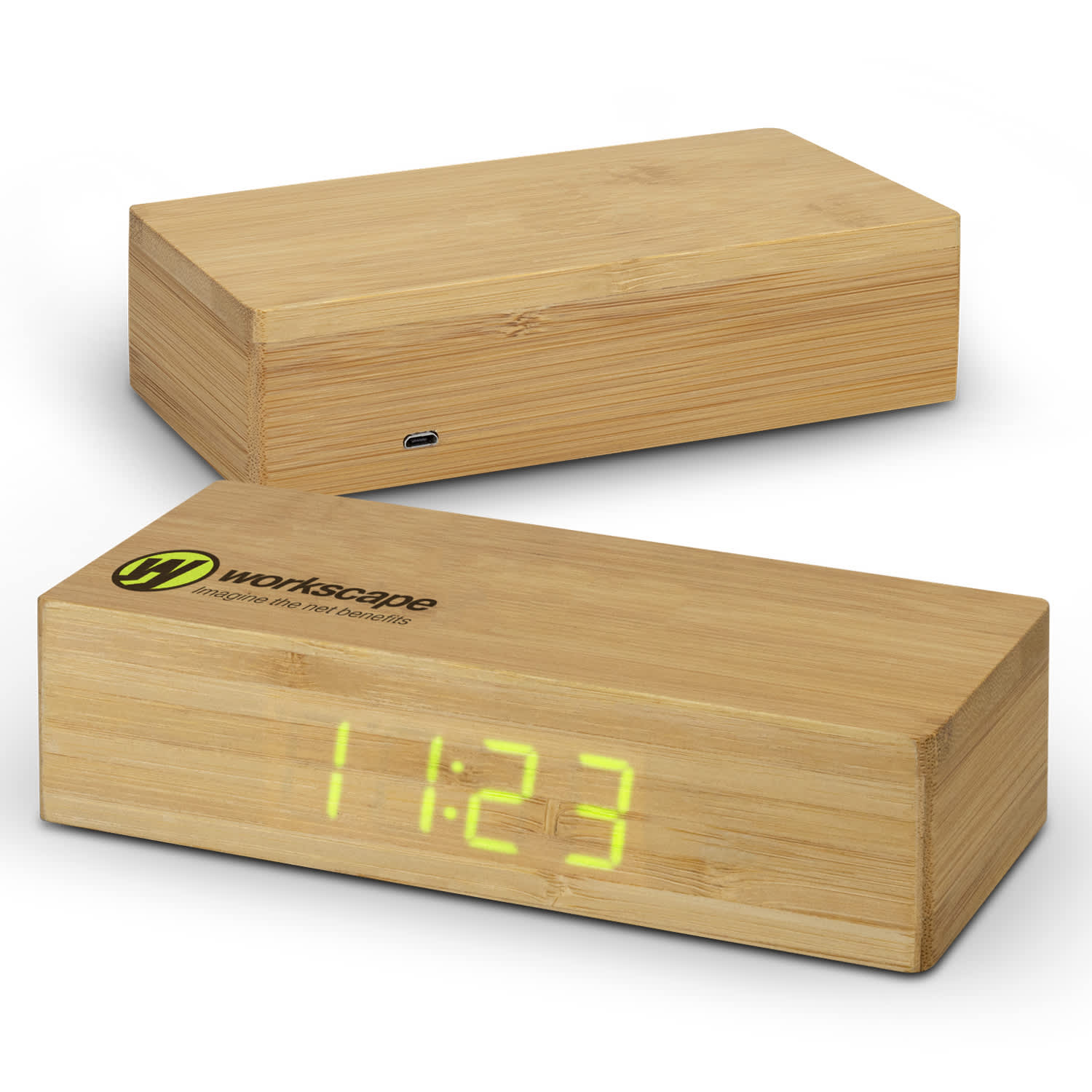 Bamboo Wireless Charging Clock [3-121419]