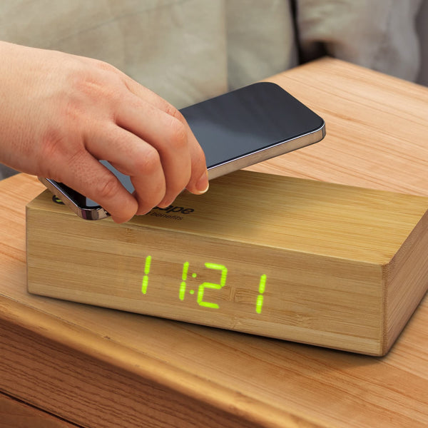 Bamboo Wireless Charging Clock [3-121419]