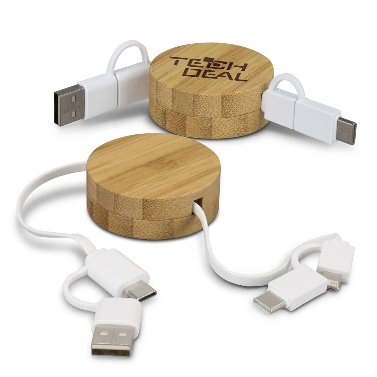 Bamboo Retractable Charging Cable [3-124859]