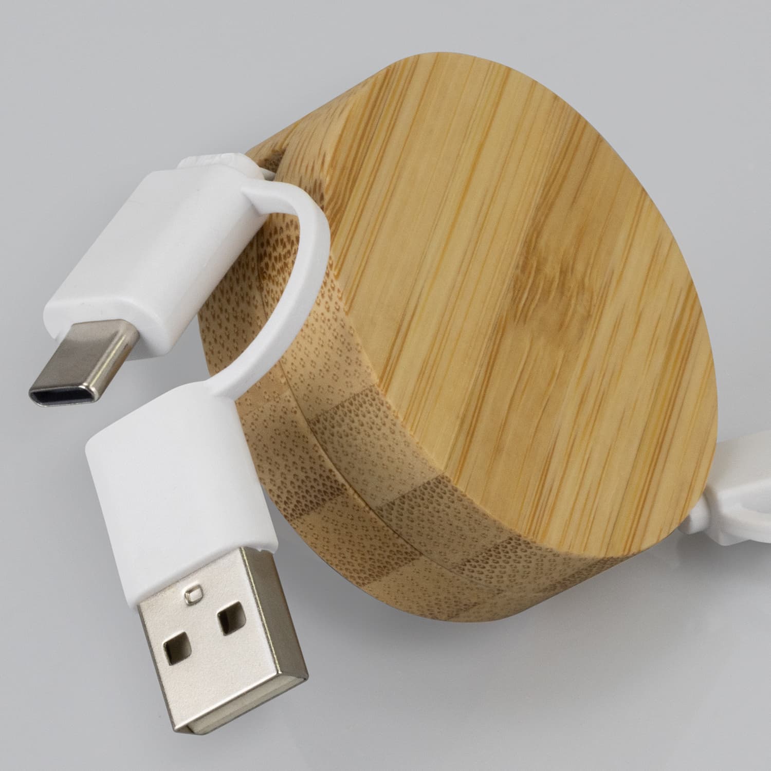 Bamboo Retractable Charging Cable [3-124859]