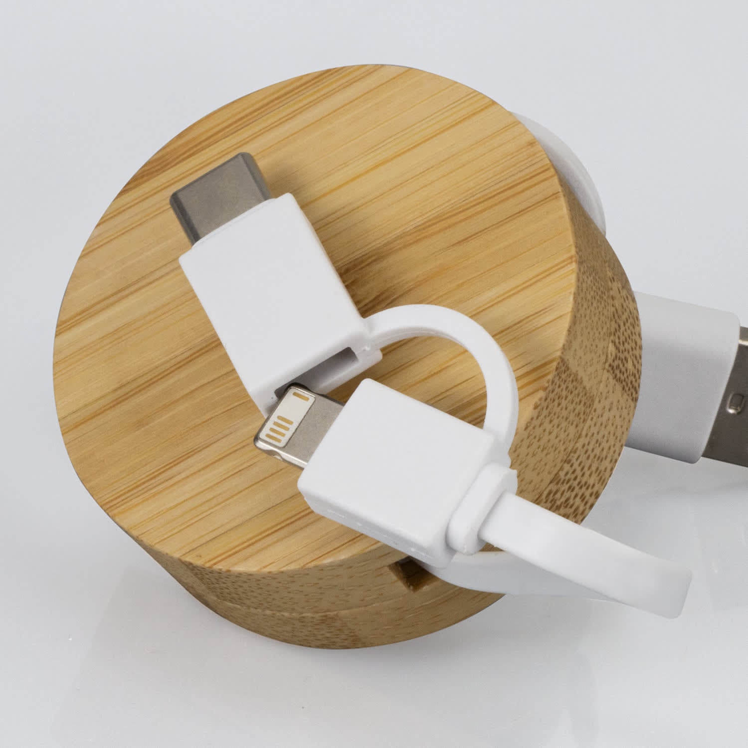 Bamboo Retractable Charging Cable [3-124859]