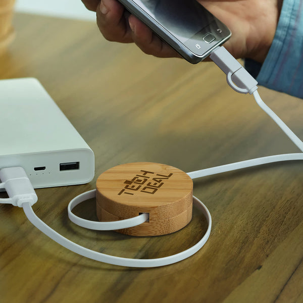 Bamboo Retractable Charging Cable [3-124859]