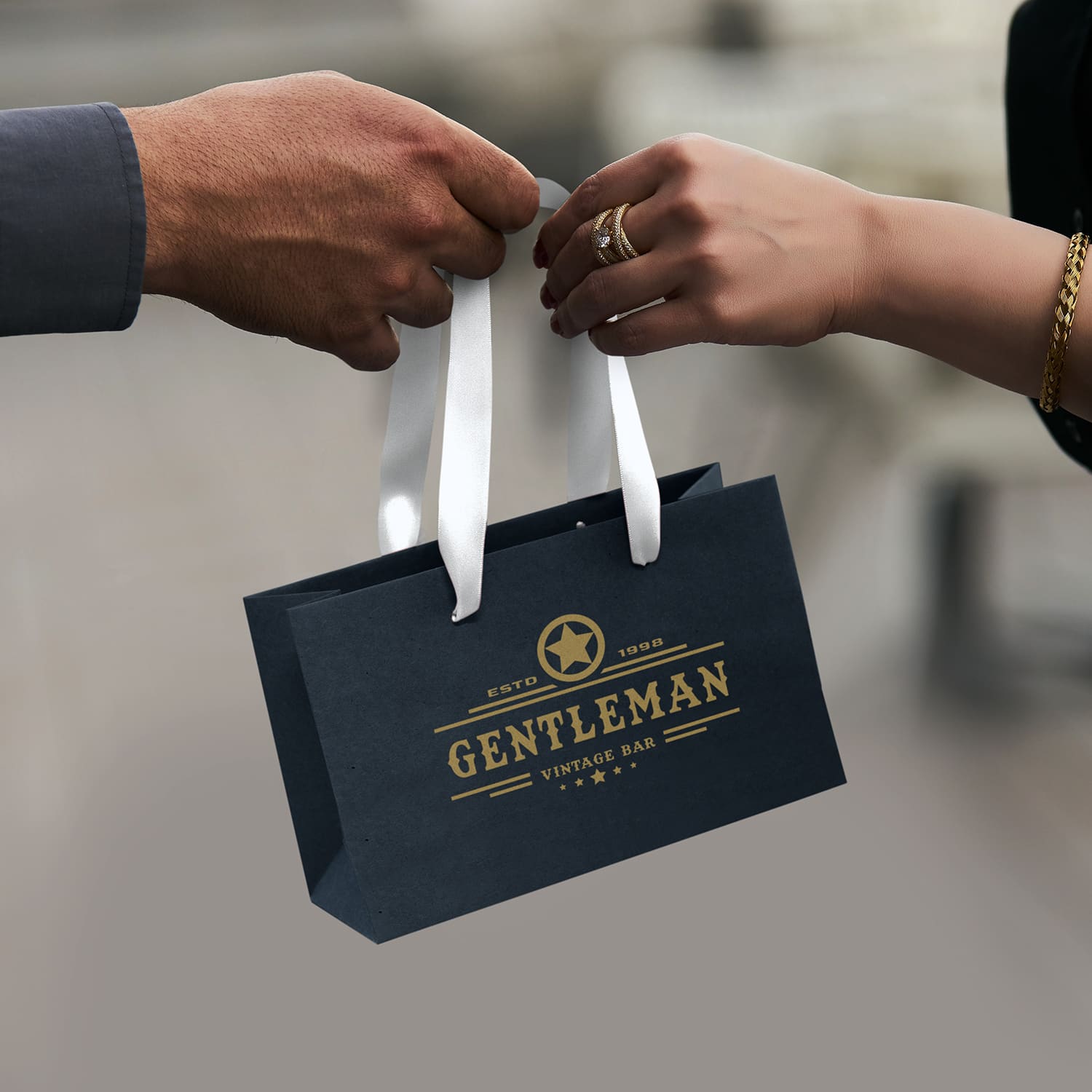 Small Ribbon Handle Paper Bag [3-125056]