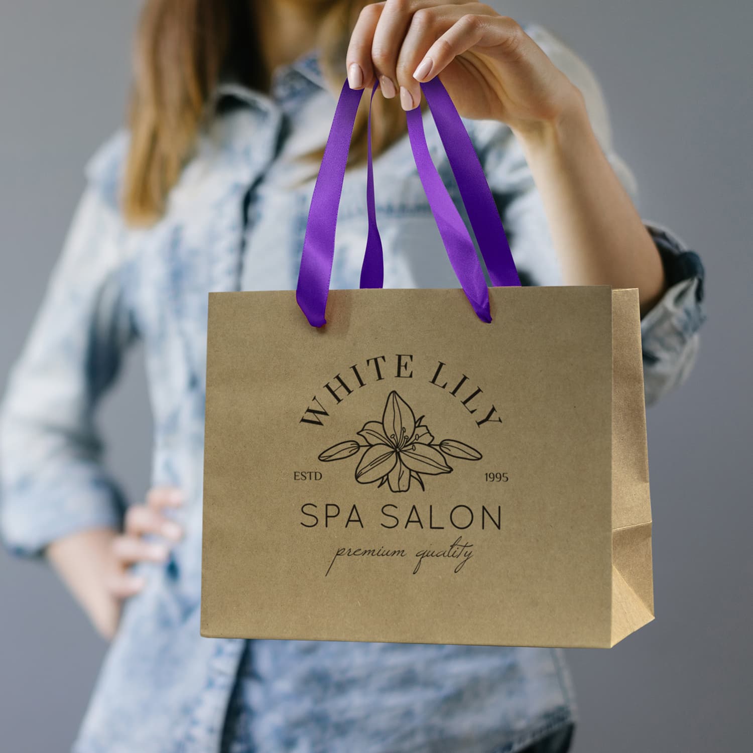 Medium Ribbon Handle Paper Bag [3-125057]