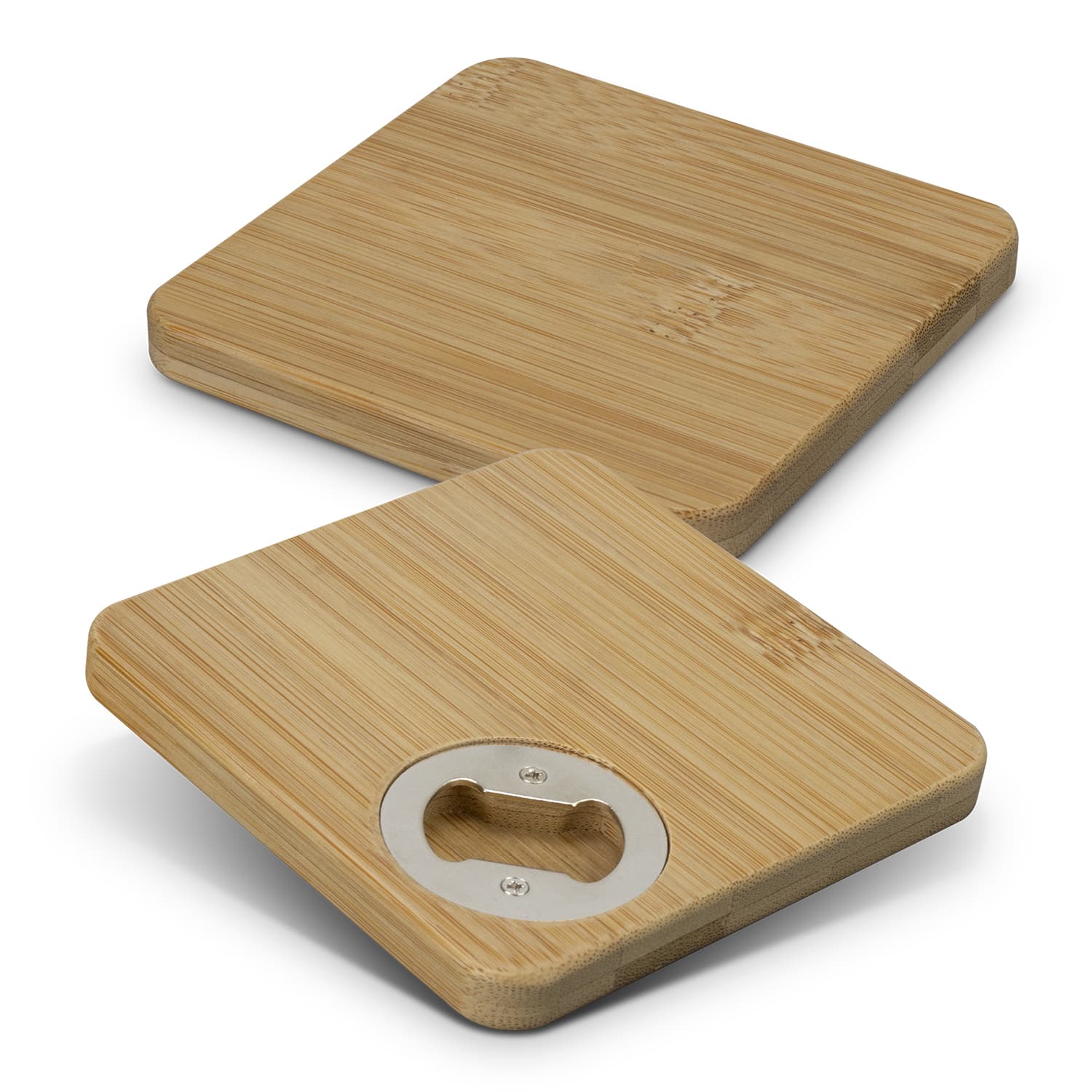 Bamboo Bottle Opener Coaster  Set of 2  Square [3-125551]