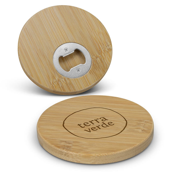 Bamboo Bottle Opener Coaster  Round [3-125938]