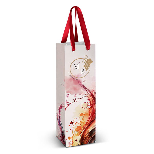 Wine Ribbon Handle Paper Bag  Full Colour [3-127175]