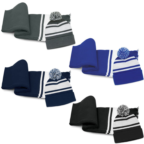 Commodore Scarf and Beanie with Pom Pom Set [3-129251]