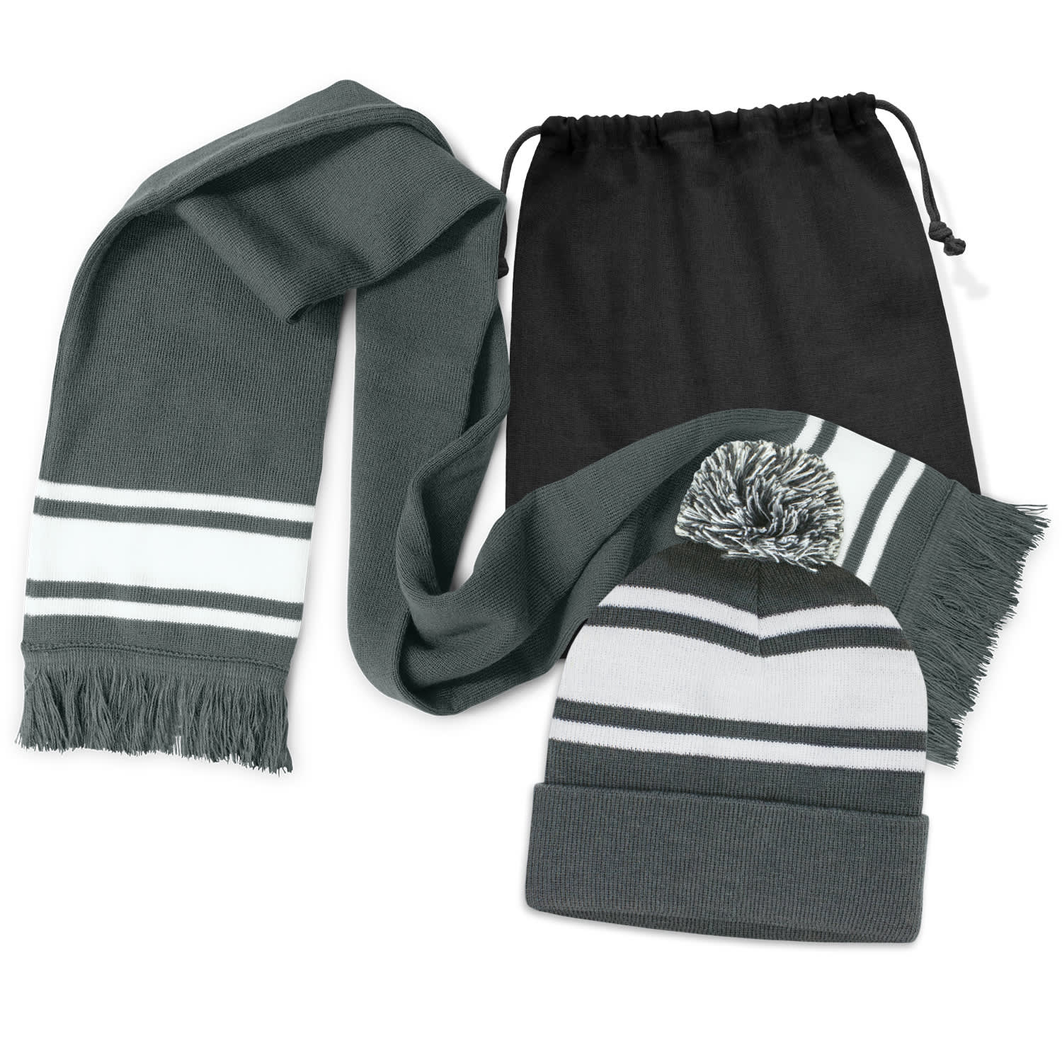 Commodore Scarf and Beanie with Pom Pom Set [3-129251]