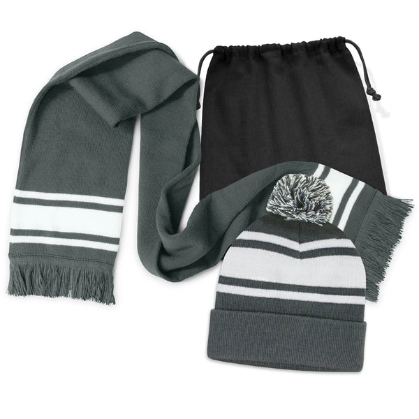 Commodore Scarf and Beanie with Pom Pom Set [3-129251]