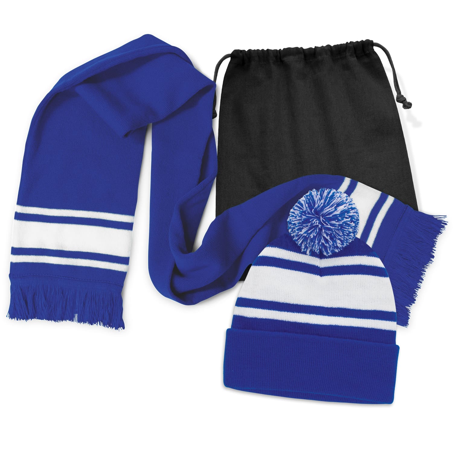 Commodore Scarf and Beanie with Pom Pom Set [3-129251]