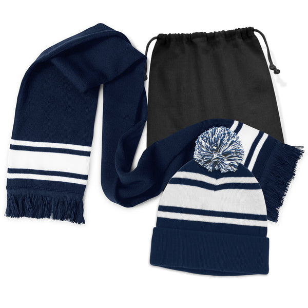 Commodore Scarf and Beanie with Pom Pom Set [3-129251]