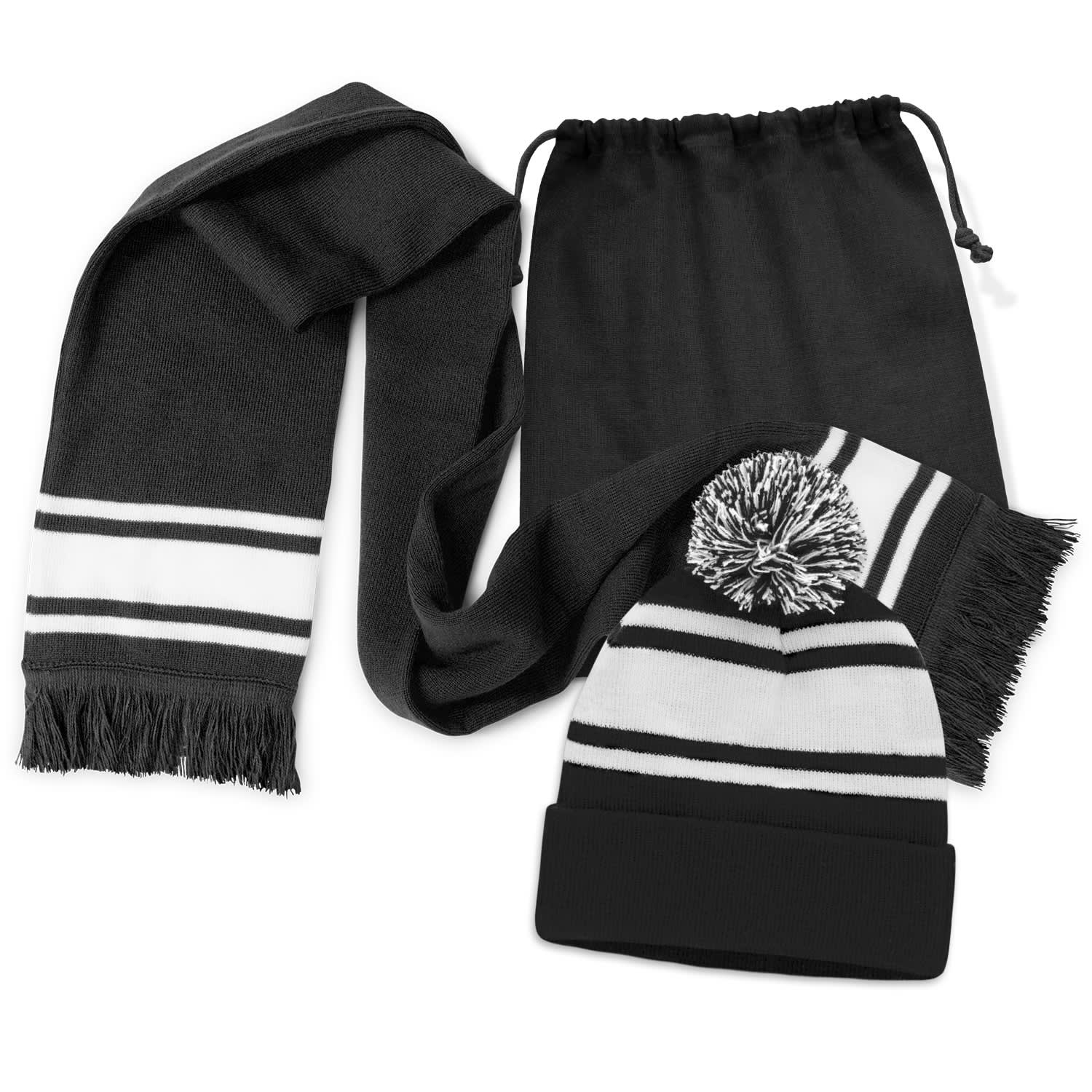 Commodore Scarf and Beanie with Pom Pom Set [3-129251]