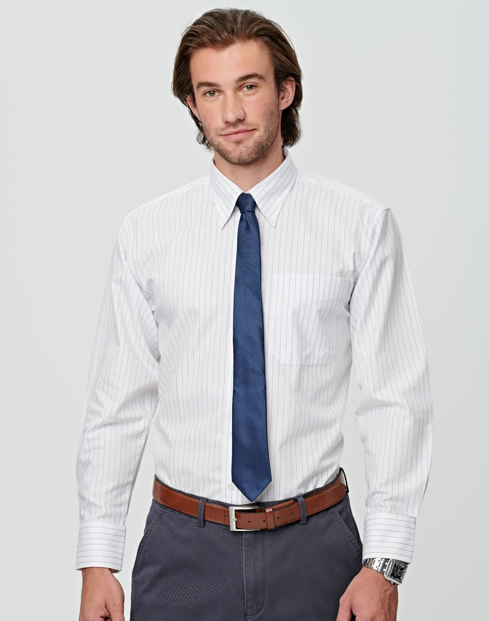 Mens L/S Stripe Shirt [53-BS17]