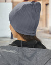 Acrylic knit beanie with cable row feature [53-CH62]