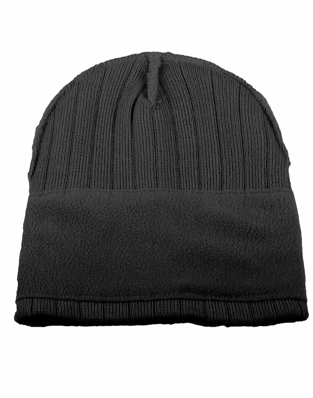 Cable Knit Beanie with Fleece Head Band [53-CH64]
