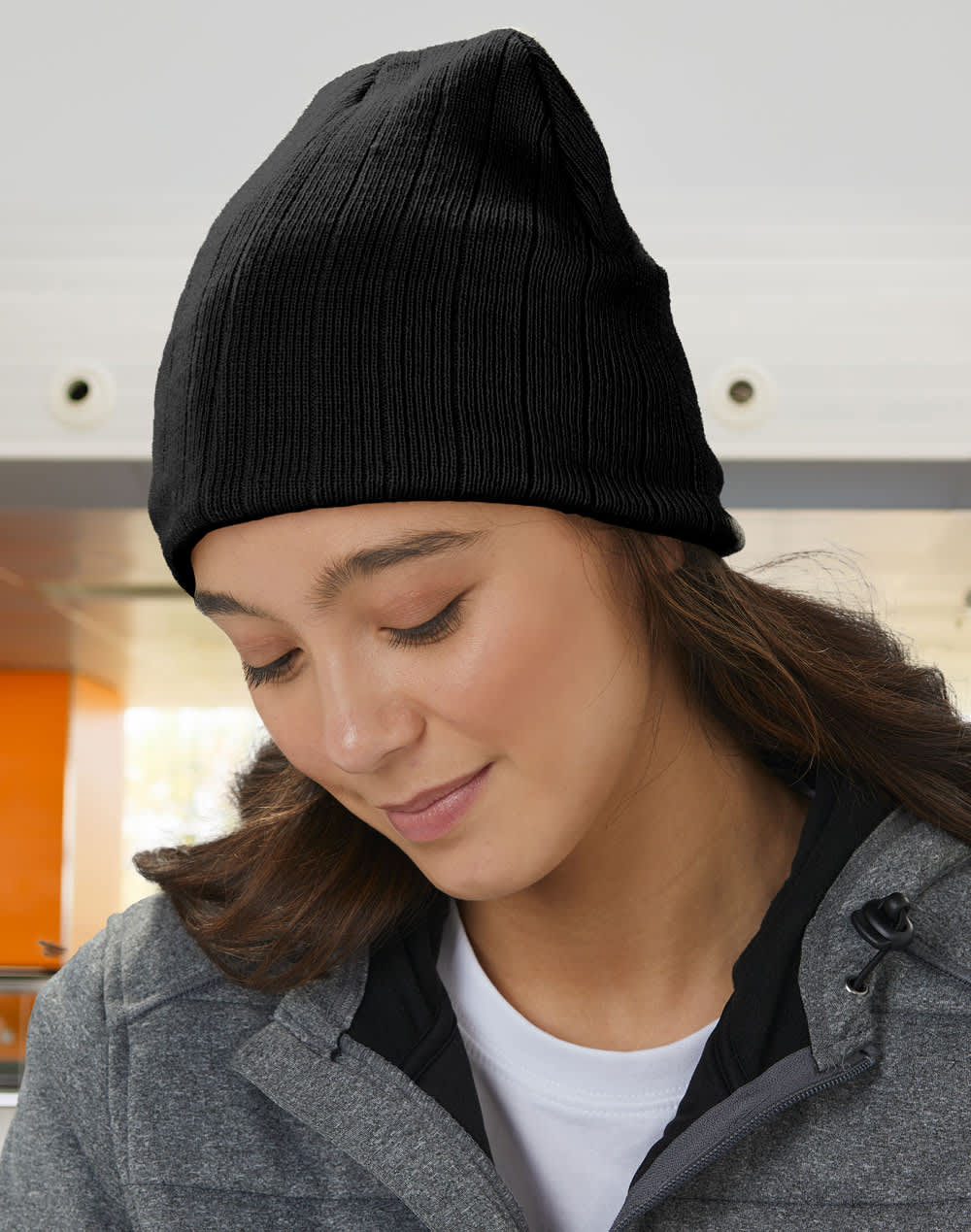 Cable Knit Beanie with Fleece Head Band [53-CH64]