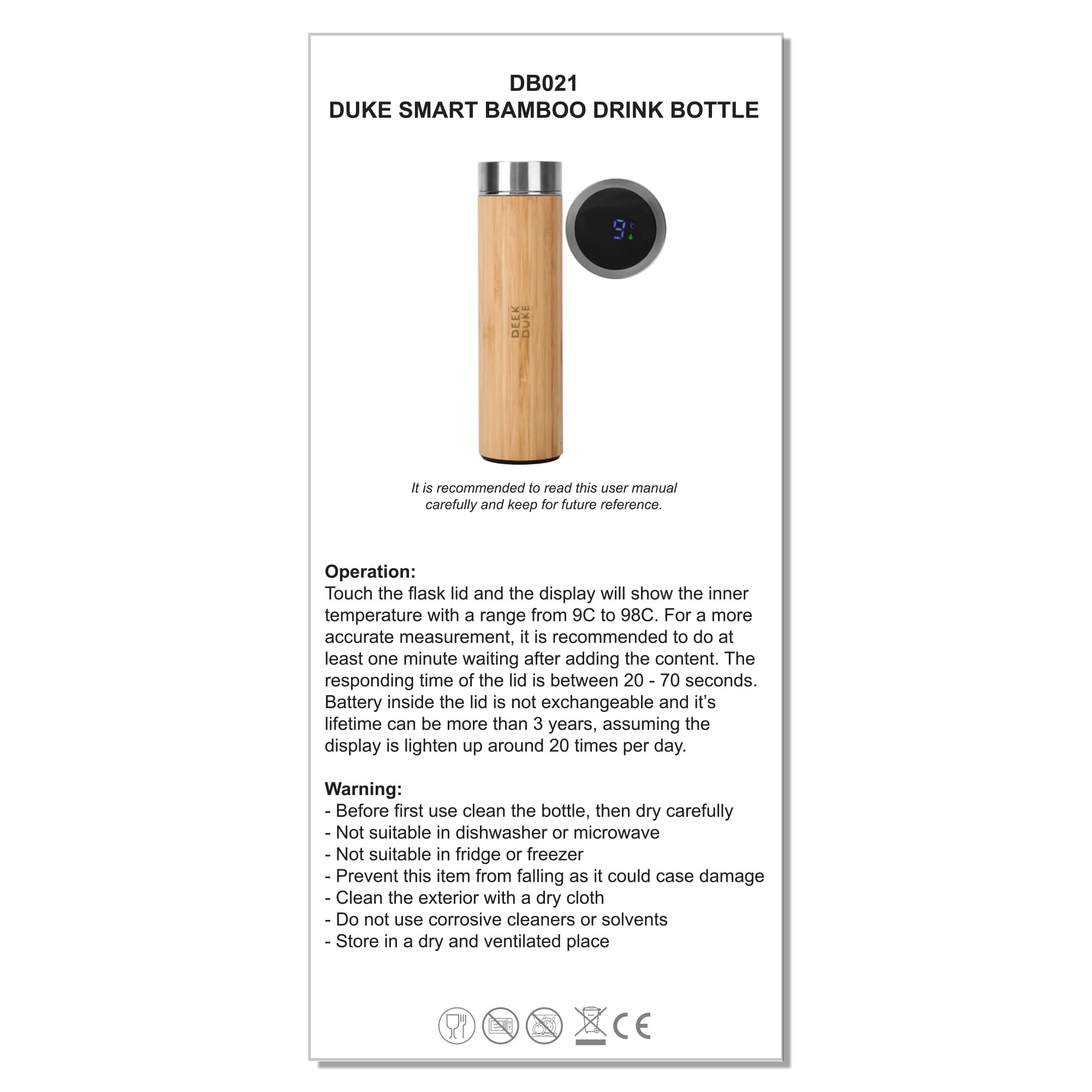 Duke Smart Bamboo Drink Bottle [19-DB021]
