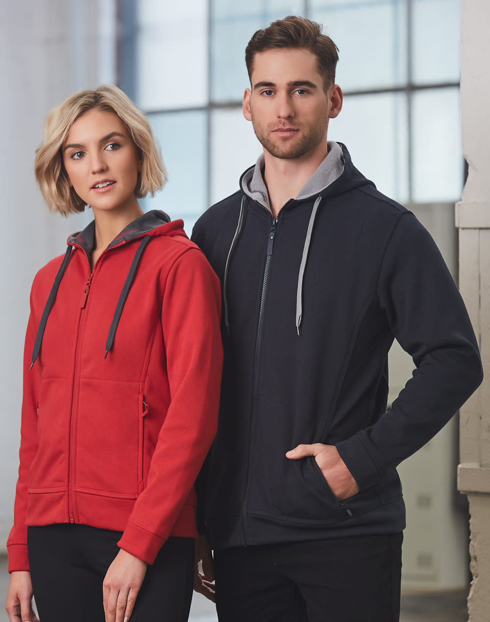 Ladies Full Zip Contrast Fleece Hoodie [53-FL18]