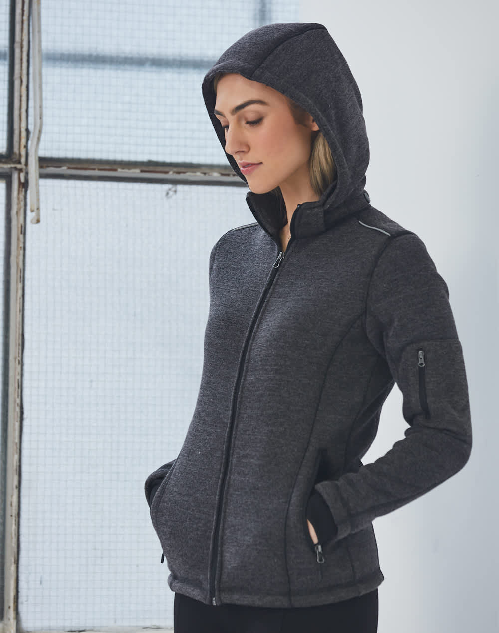Ladies Heather Bonded Fleece Jacket [53-JK42]