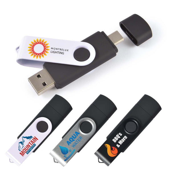 Swivel USB Flash Drive Dual 8GB [2-LL9607]