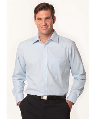 Mens Mini Herringbone Long Sleeve Shirt [53-M7112]