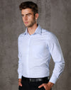 Mens Fine Stripe Long Sleeve Shirt [53-M7212]