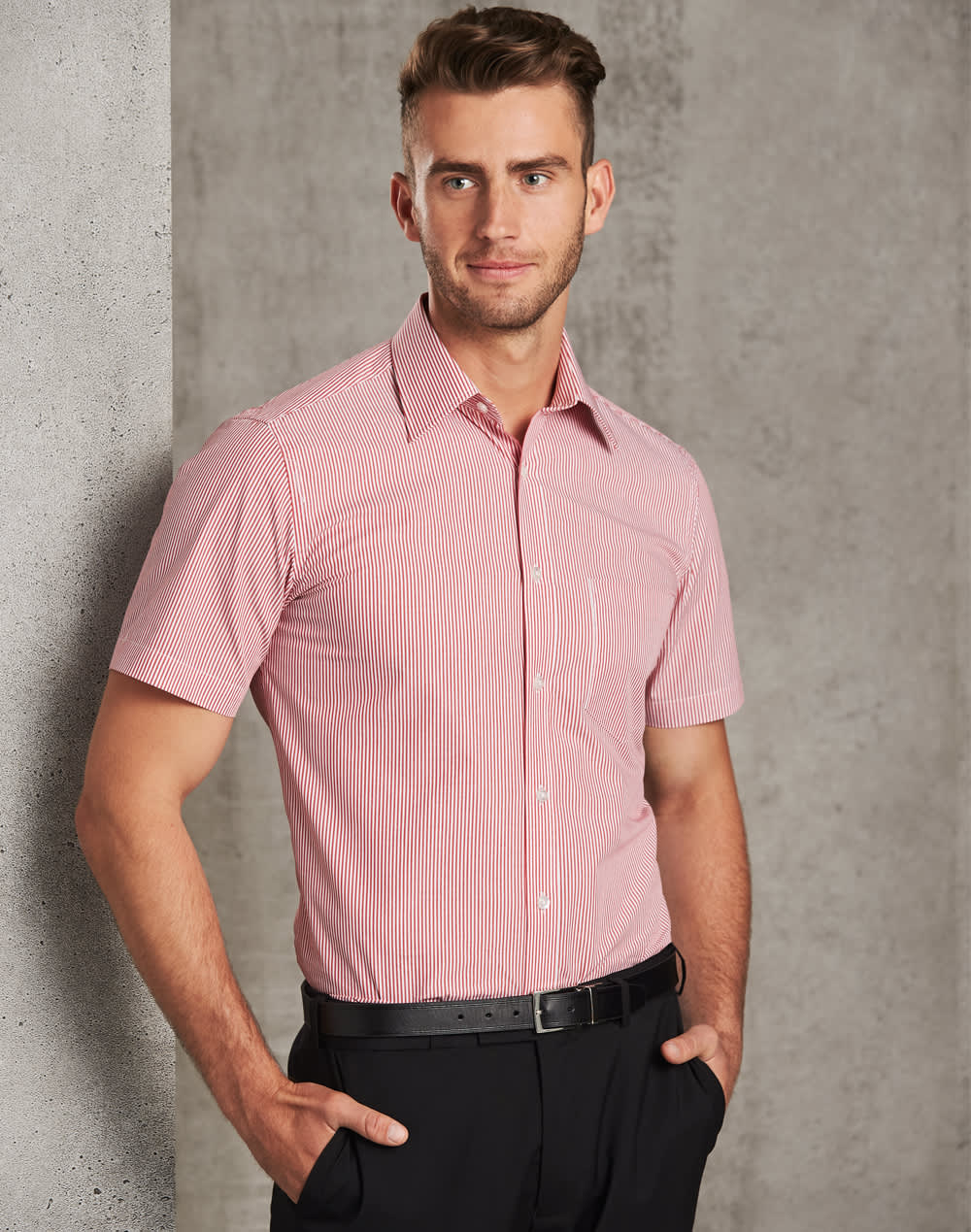 Mens Balance Stripe Short Sleeve Shirt [53-M7231]