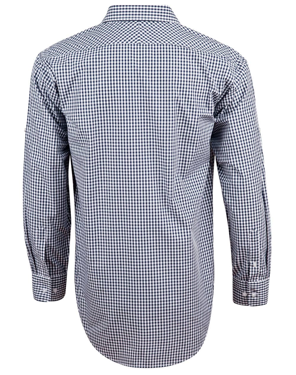 Mens Gingham Check Rollup L/S Shirt [53-M7300L]