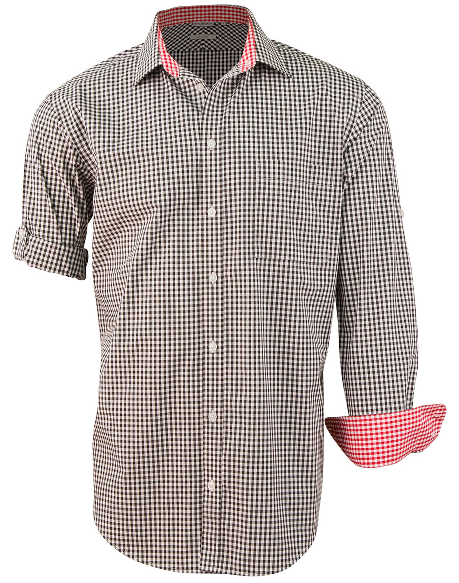 Mens Gingham Check Rollup L/S Shirt [53-M7330L]