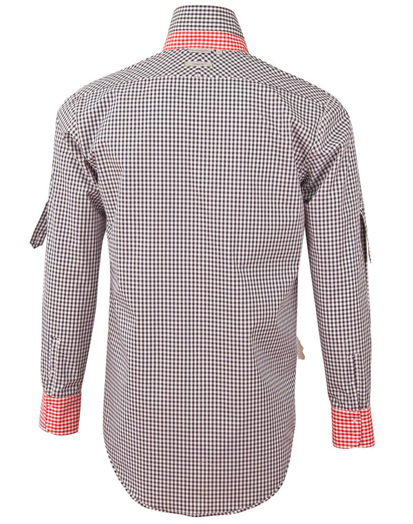 Mens Gingham Check Rollup L/S Shirt [53-M7330L]