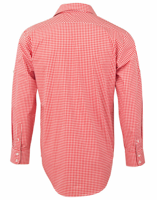 Mens Gingham Check Rollup L/S Shirt [53-M7330L]