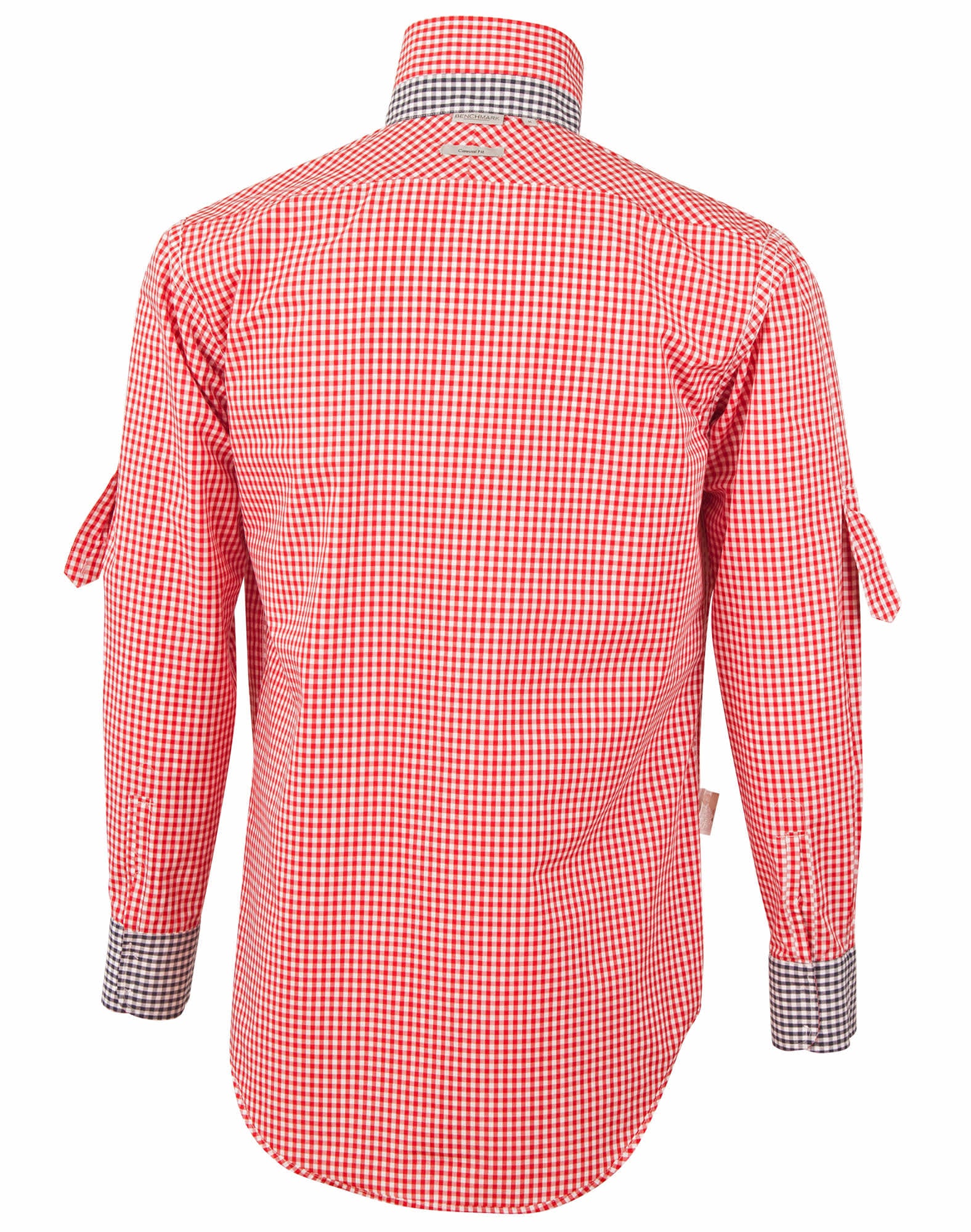 Mens Gingham Check Rollup L/S Shirt [53-M7330L]