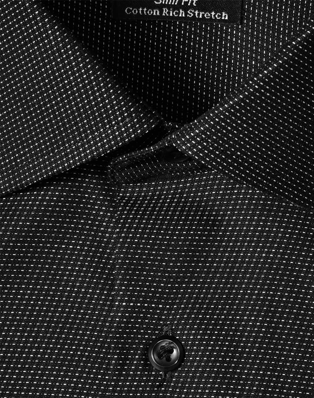 Mens Pin Dot Stretch L/S Shirt [53-M7400L]