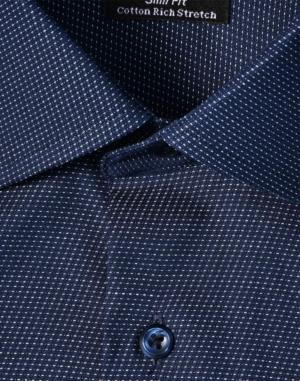 Mens Pin Dot Stretch L/S Shirt [53-M7400L]