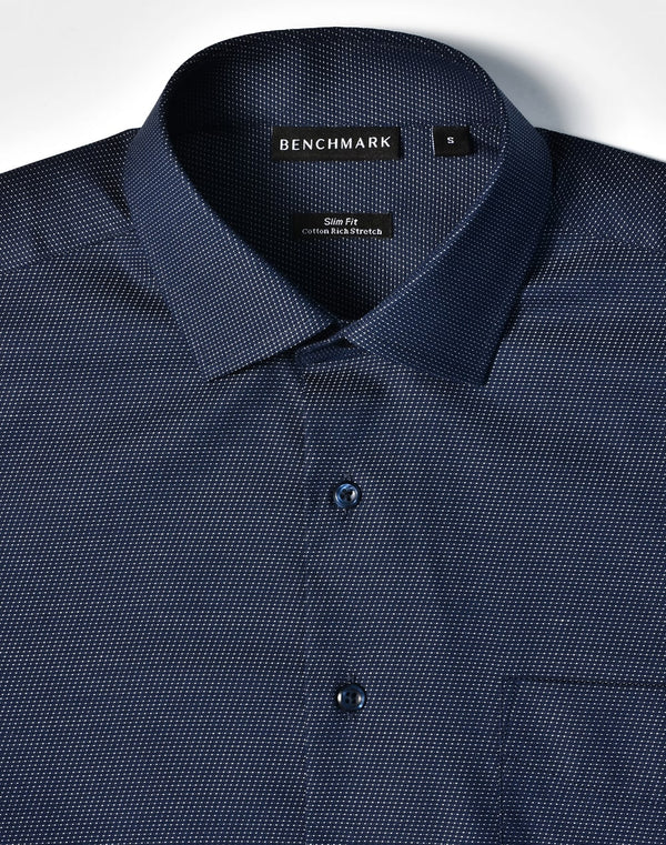 Mens Pin Dot Stretch L/S Shirt [53-M7400L]