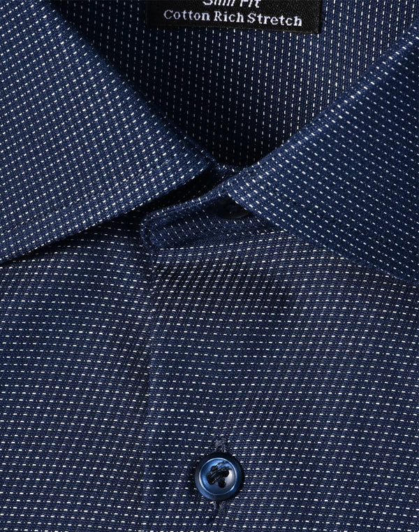 Mens Pin Dot Stretch L/S Shirt [53-M7400L]