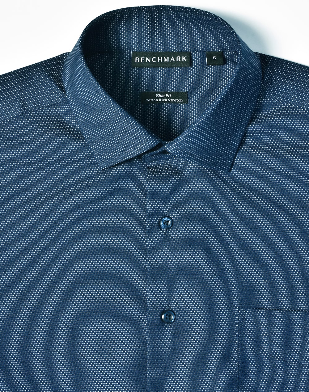 Mens Pin Dot Stretch L/S Shirt [53-M7400L]