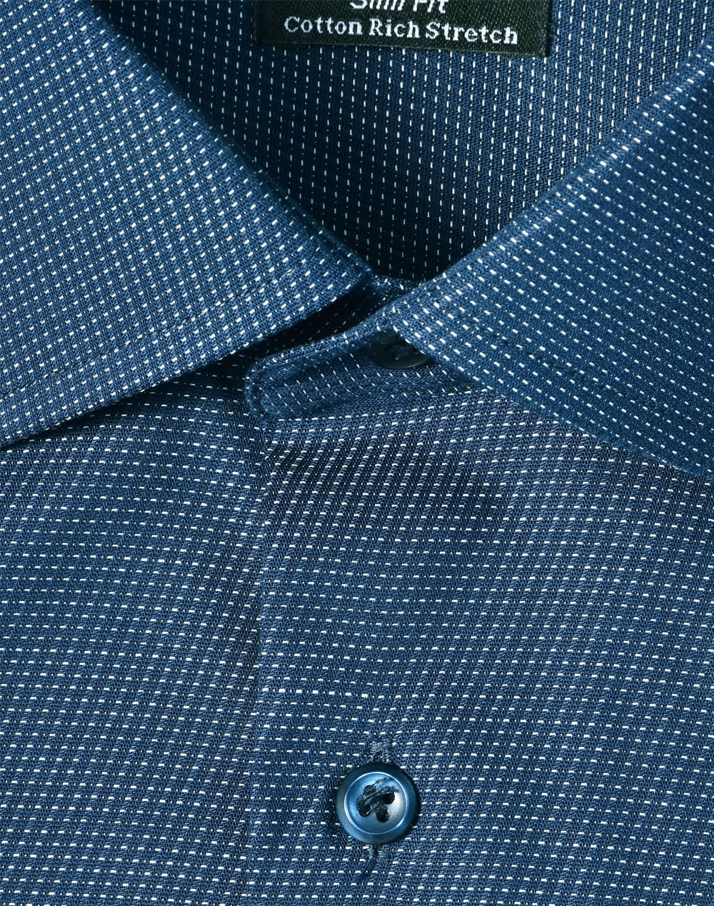 Mens Pin Dot Stretch L/S Shirt [53-M7400L]