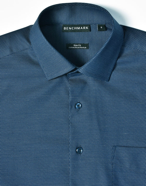 Mens Pin Dot Stretch L/S Shirt [53-M7400L]