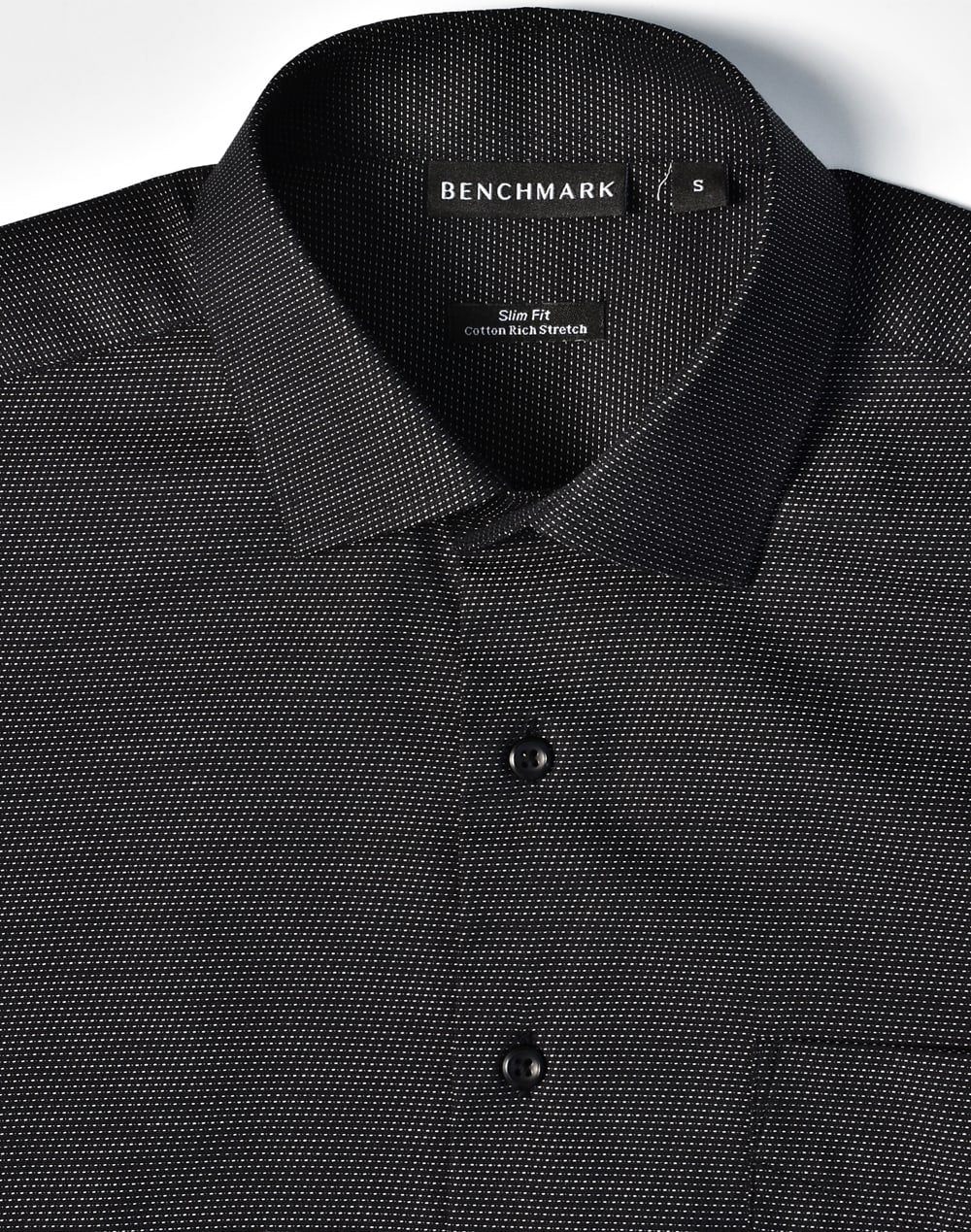 Mens Pin Dot Stretch L/S Shirt [53-M7400L]