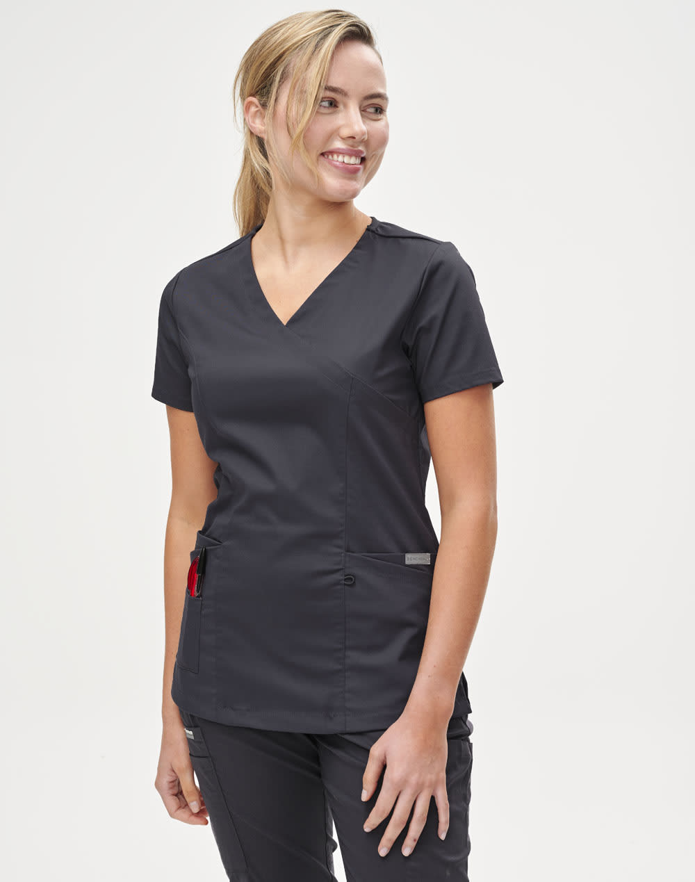 Ladies Solid Colour S/S Scrub Top [53-M7640]