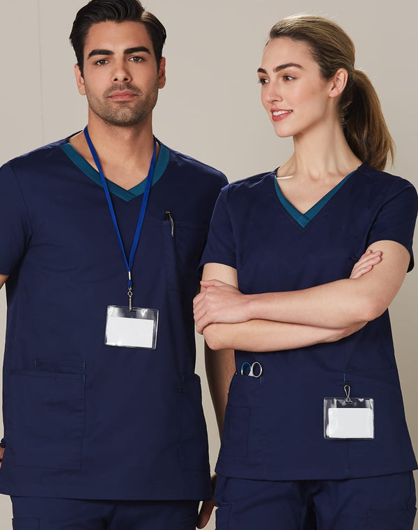 Mens Contrast Colour S/S Scrub Top [53-M7650]