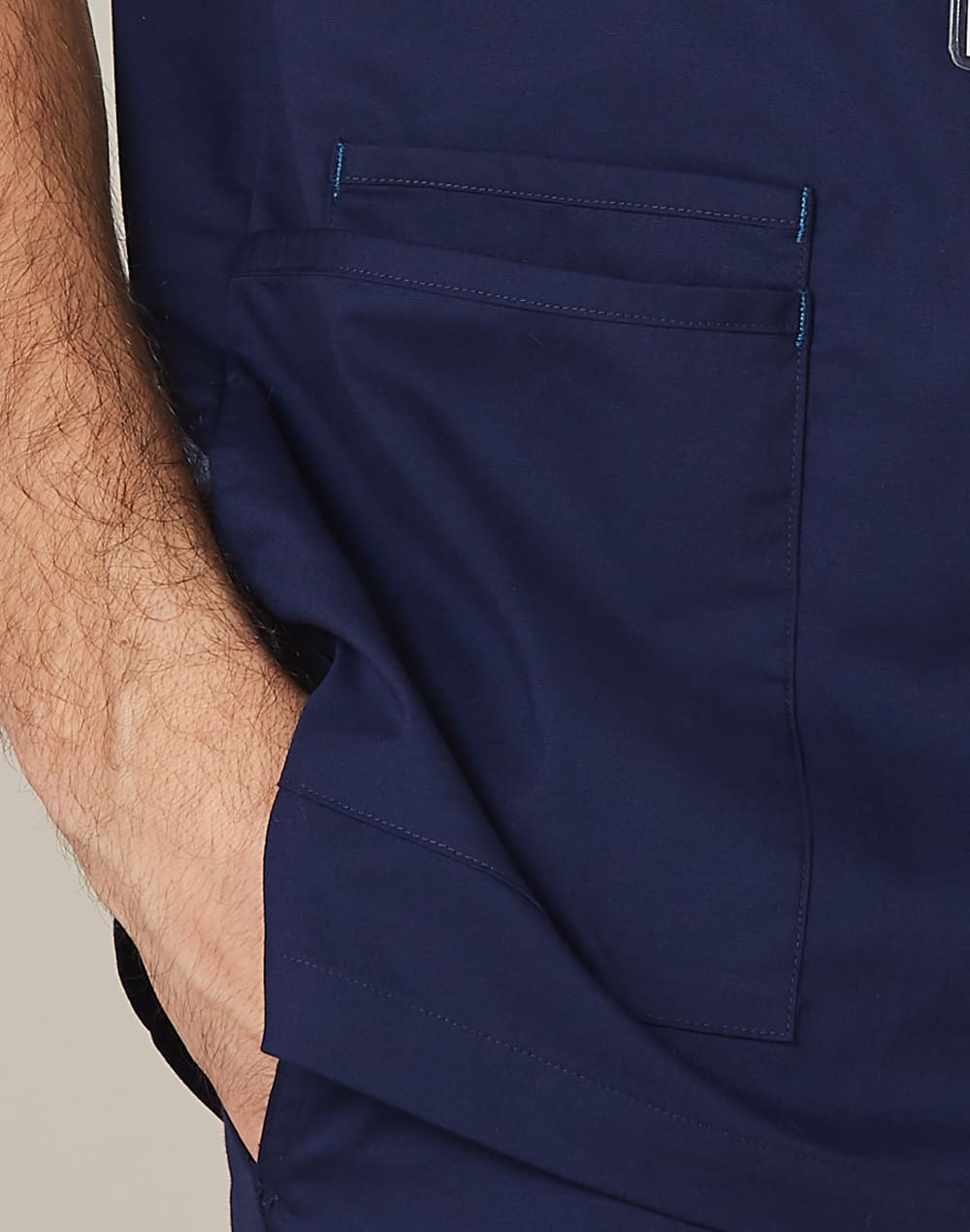 Mens Contrast Colour S/S Scrub Top [53-M7650]