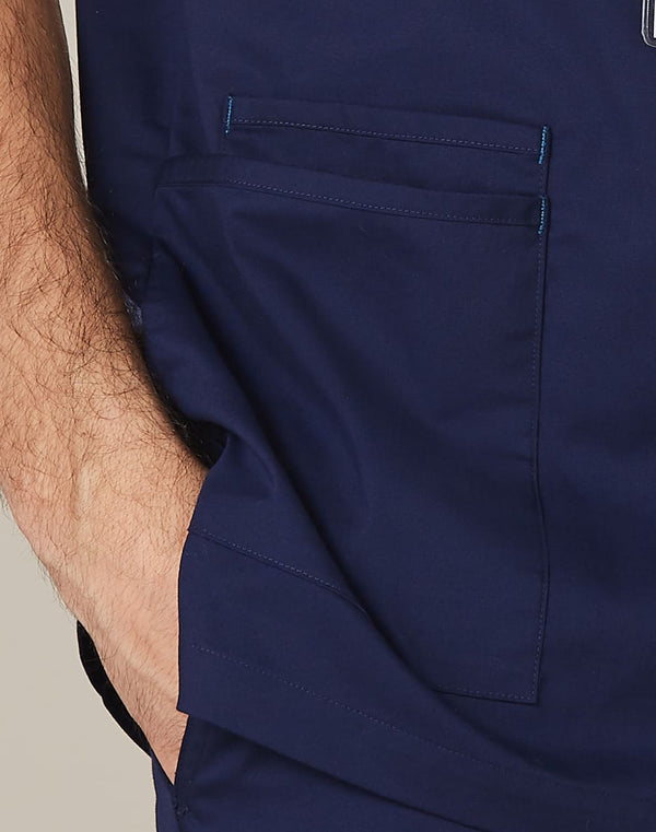 Mens Contrast Colour S/S Scrub Top [53-M7650]
