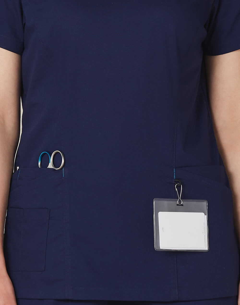 Ladies Contrast Colour S/S Scrub Top [53-M7660]
