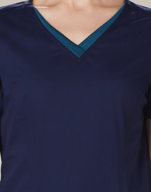 Ladies Contrast Colour S/S Scrub Top [53-M7660]