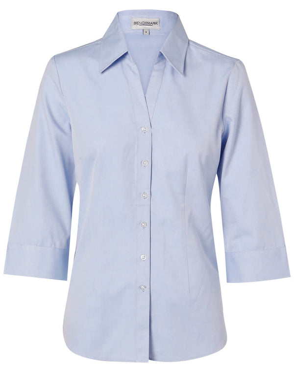 Womens CVC Oxford 3/4 Sleeve Shirt [53-M8040Q]